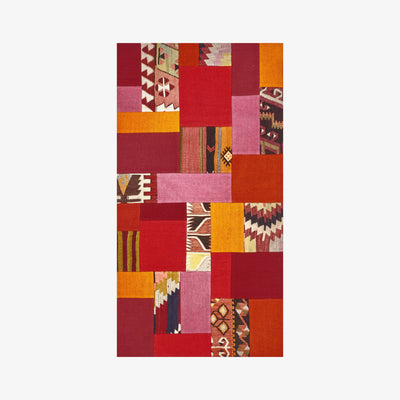 Atticus Vintage Patchwork Area Rug No. 6, Red, 80x150 cm Vintage Rugs sazy.com