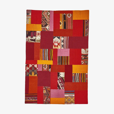 Atticus Vintage Patchwork Area Rug No. 3, Red, 120x180 cm Vintage Rugs sazy.com