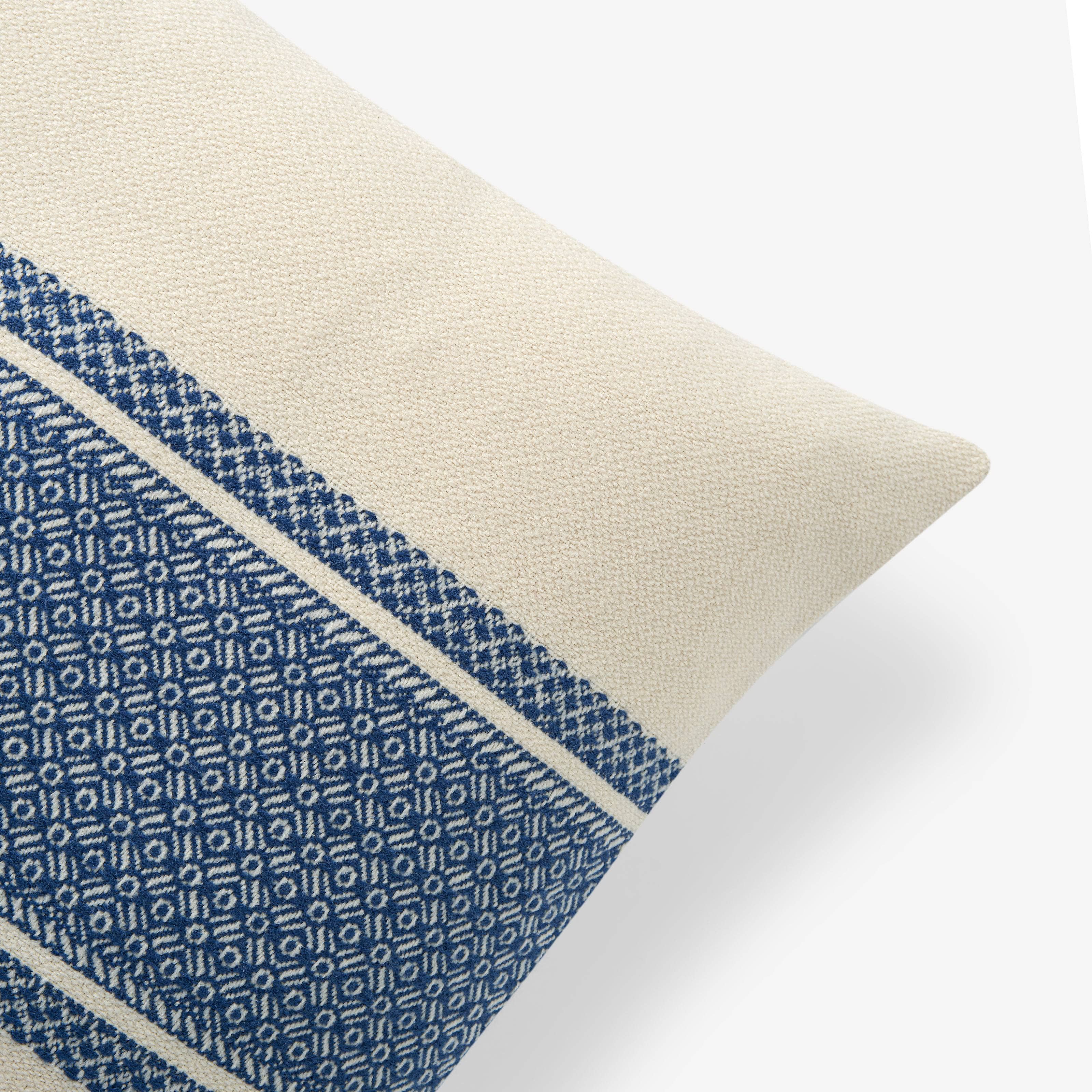 Mediterranean Border Striped Soft Cushion Cover, Blue, 43x43 cm Cushion Covers sazy.com