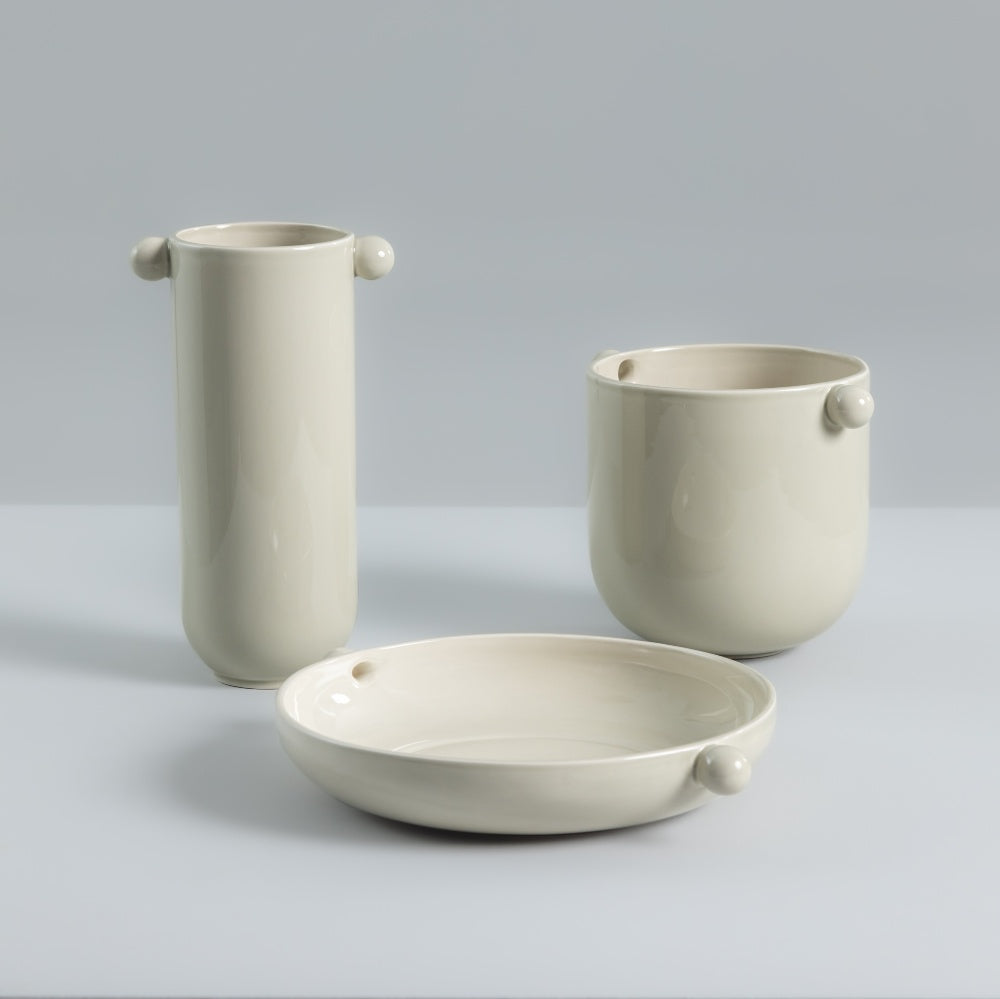 Orelha Bowl, Planter & Vase Set, Gloss Cream