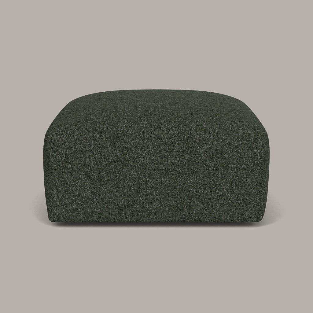 Cob Footstool / Ottoman, Bouclé, Green Forest