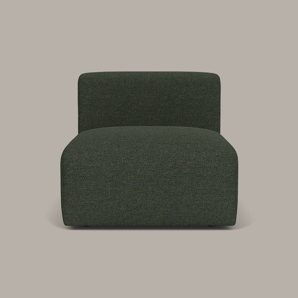 Cob Single Seater Modular Chair, Bouclé, Green Forest