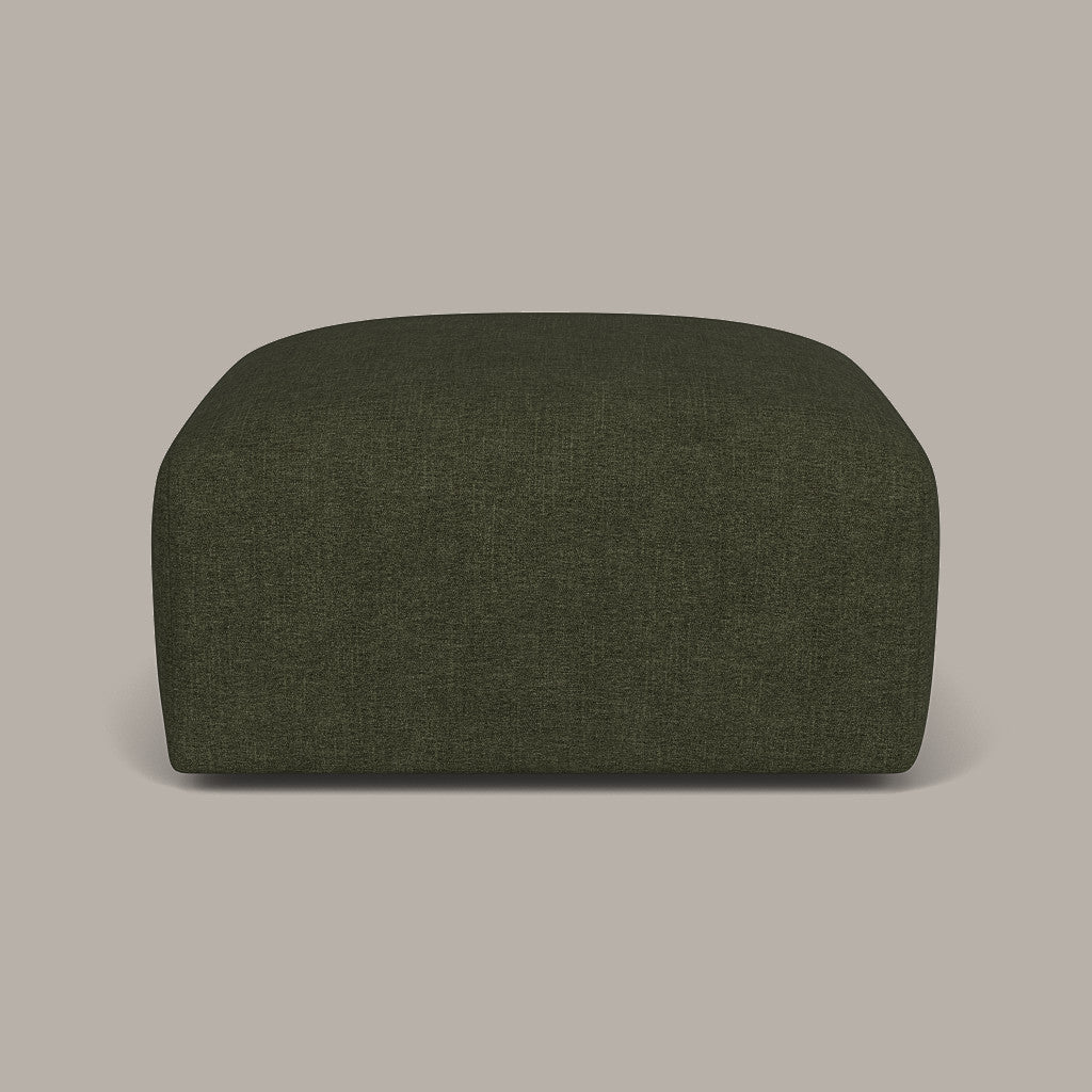 Cob Footstool / Ottoman, Chenille, Moss