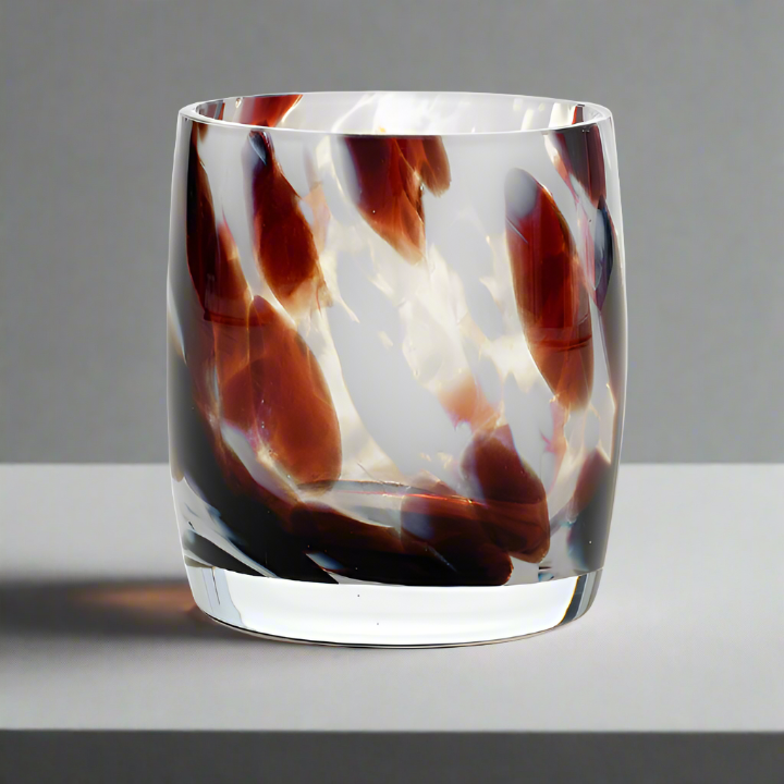 Brillante Handblown Glass Vase, White & Brown (11cm)