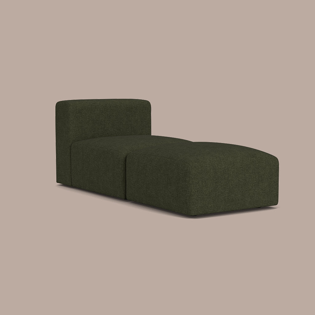 Cob Chaise Lounge Modular Chair, Chenille, Moss