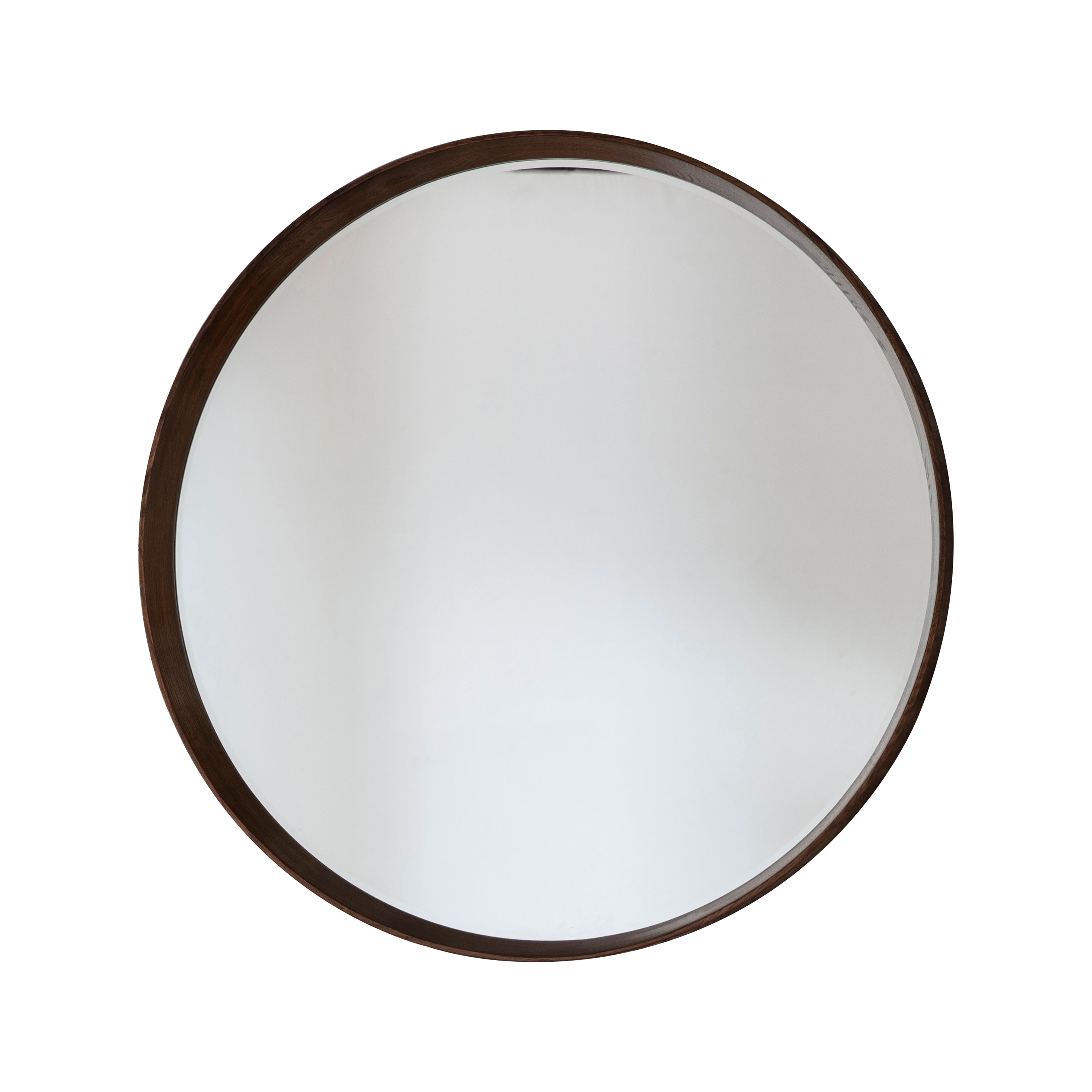 Keaton Large Round Mirror Glass Walnut