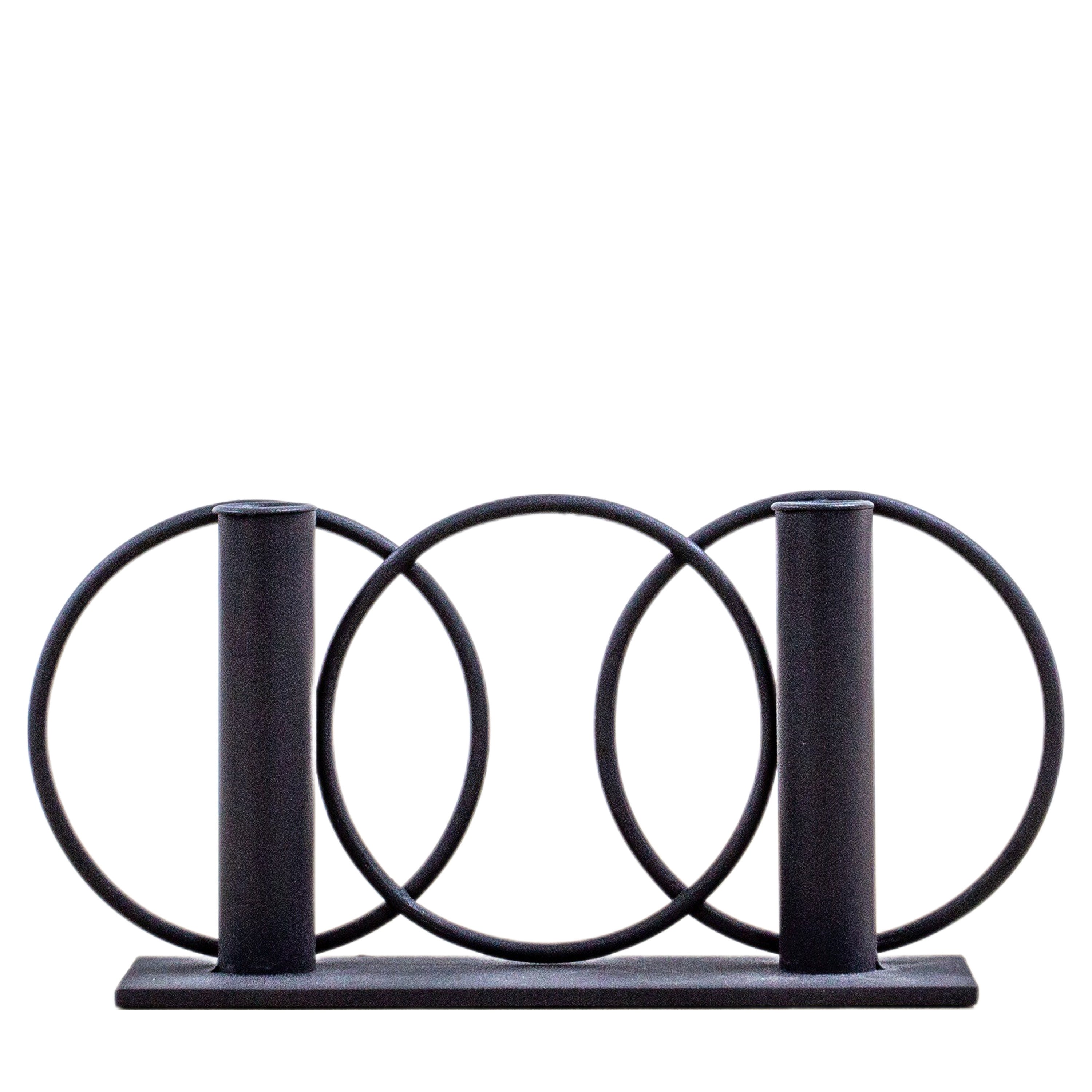 Yara Candlestick x 2 Large Metal Black