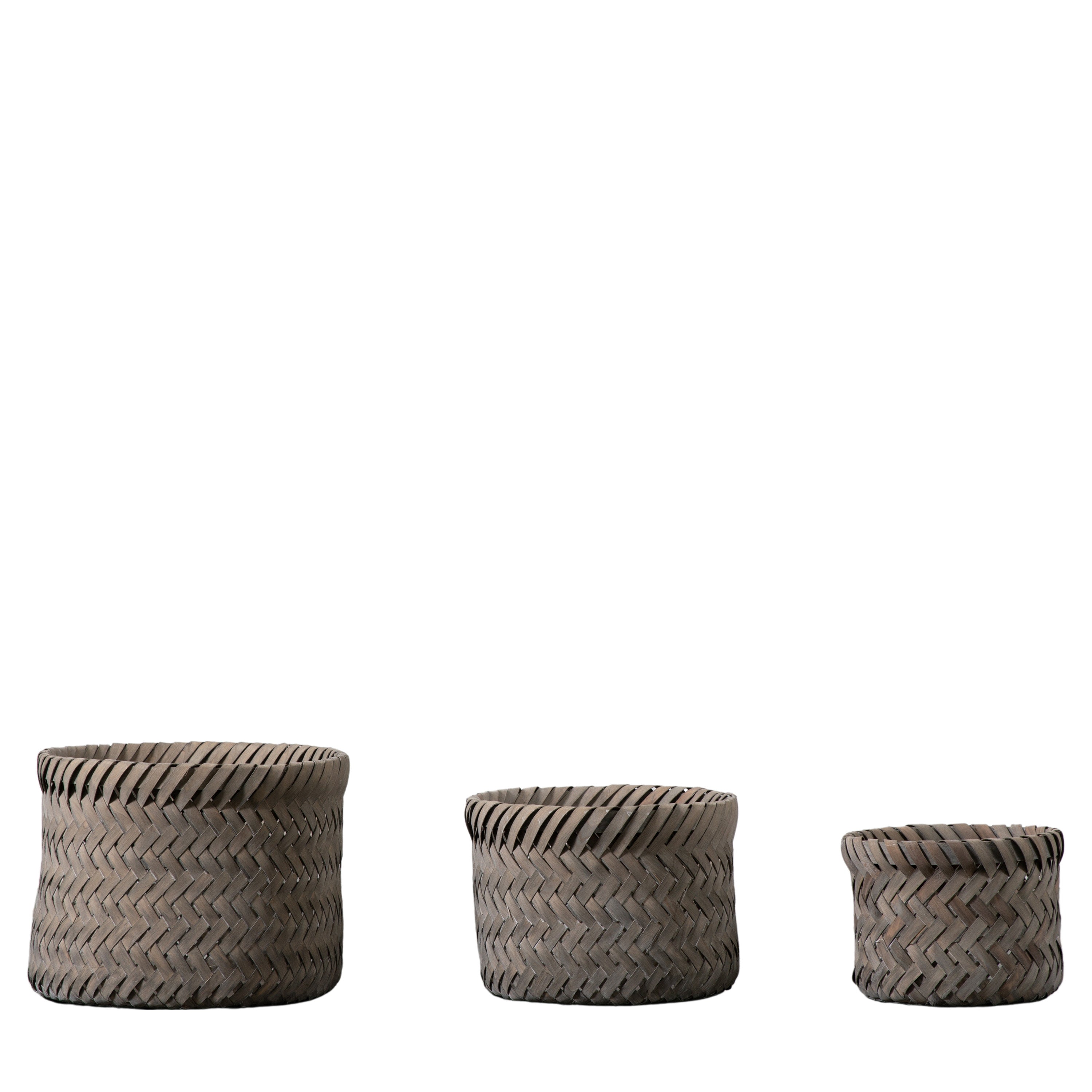 Charlbury Basket Set Of 3 Wood Grey