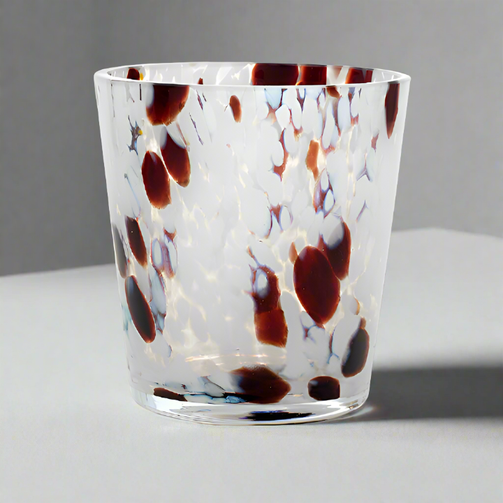 Brillante Handblown Glass Vase, White & Brown (13cm)