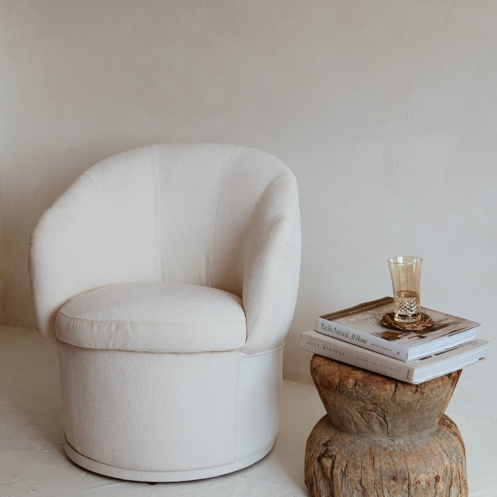 Libero Velvet Accent Armchair, White