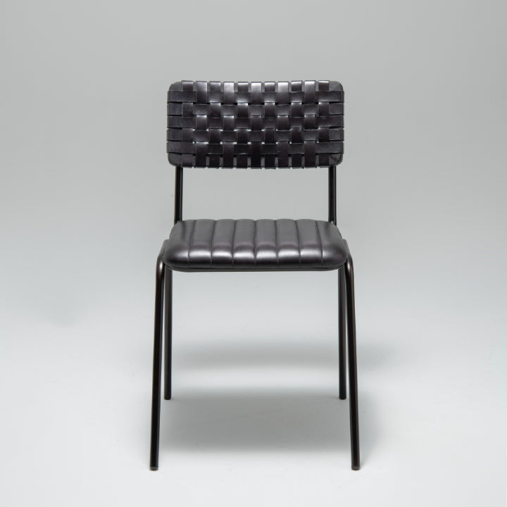 Algar Woven Leather Dining Chair, Black