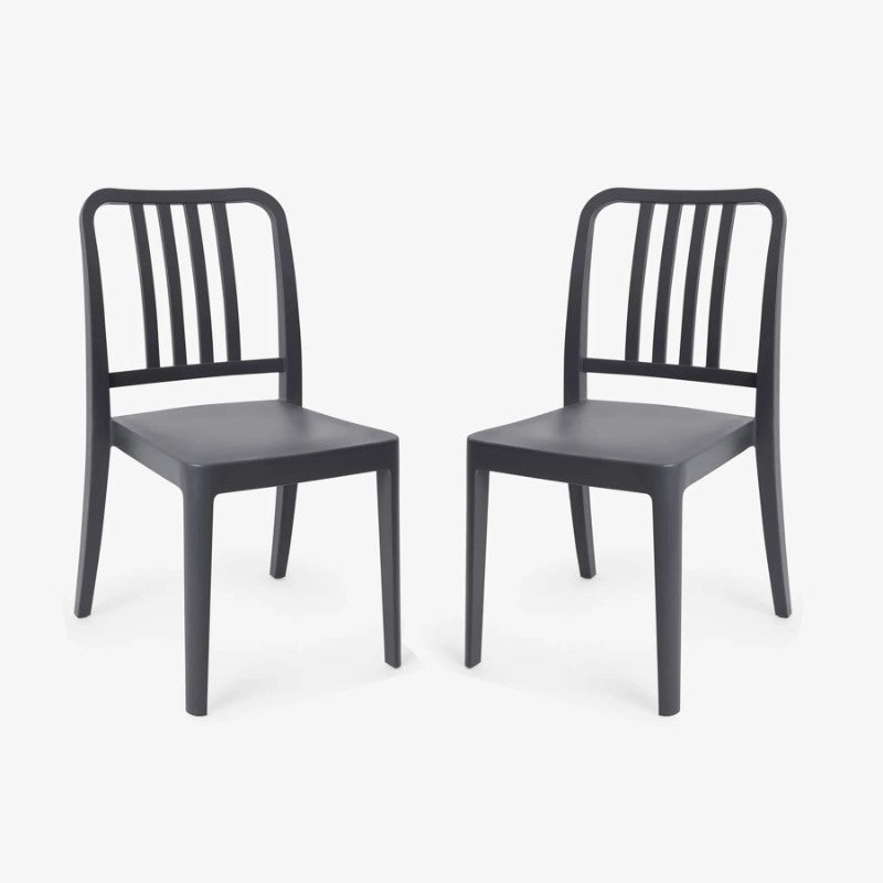 Gai Set of 2 Garden Chairs, Anthracite Grey