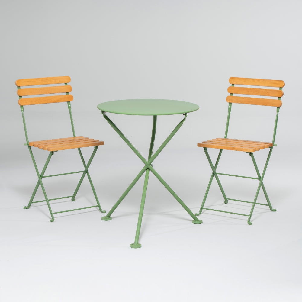 Bistro Foldable Garden Table and Chair Set, Olive Green