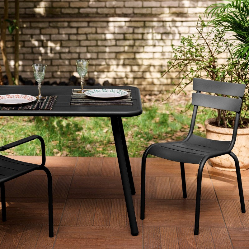 Rosta 6-Seater Aluminium Garden Table, Black