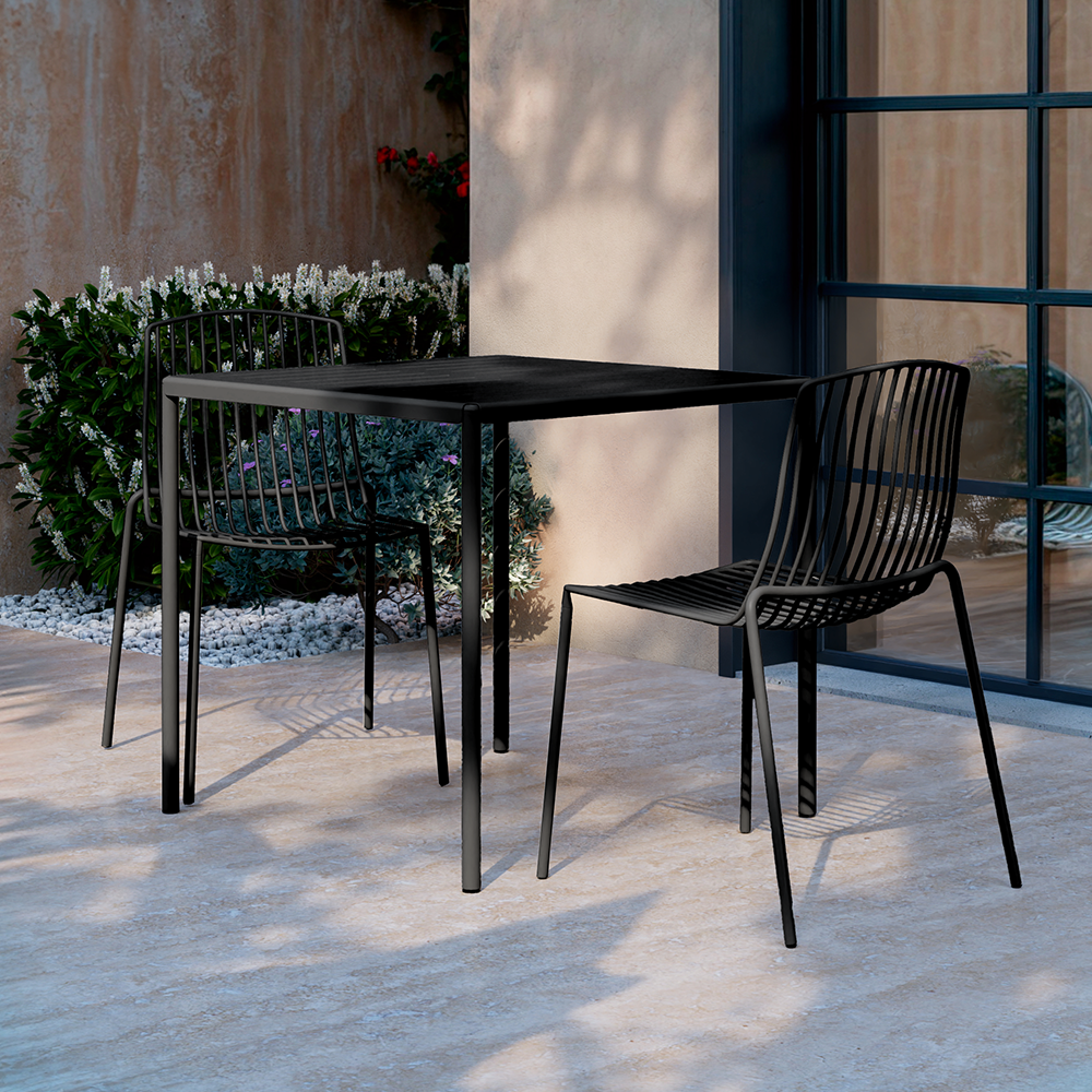 Frame Metal Garden Table 4 Seater Black