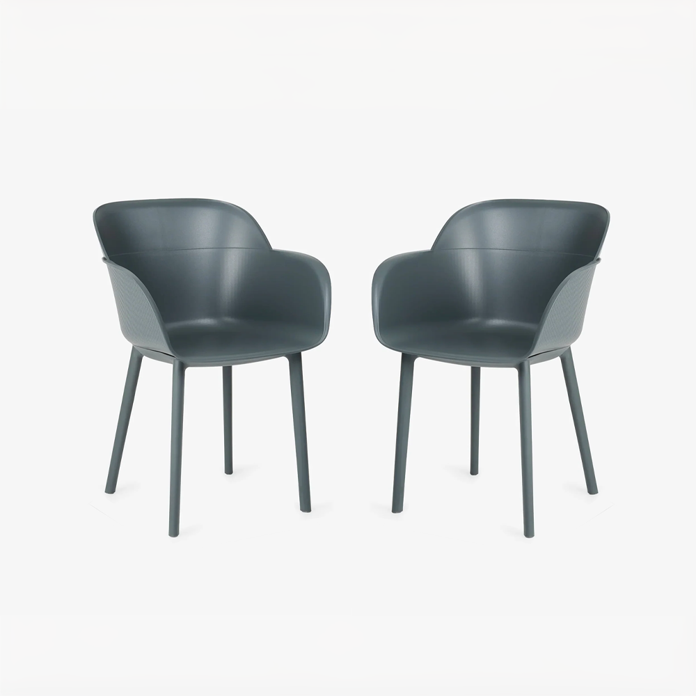 Chez Set of 2 Dining Chairs, Charcoal