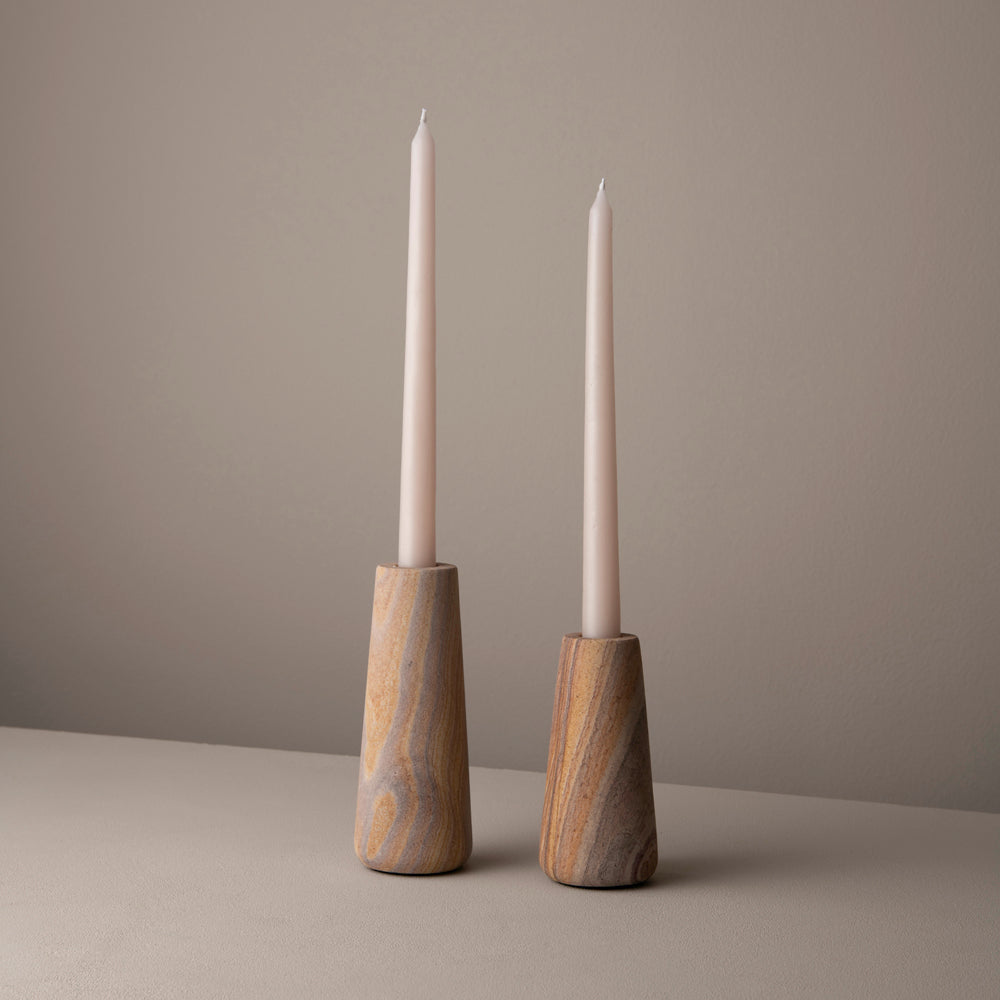 Paria Rainbow Sandstone Candle Holders, (Set of 2)