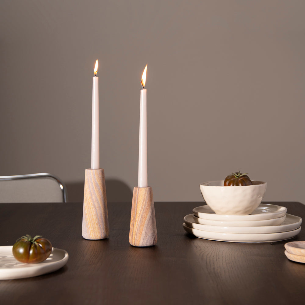 Paria Rainbow Sandstone Candle Holders, (Set of 2)