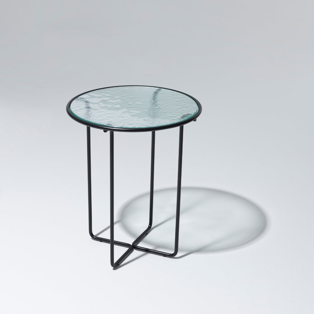 Porta Ripple Glass Top Side Table, Clear