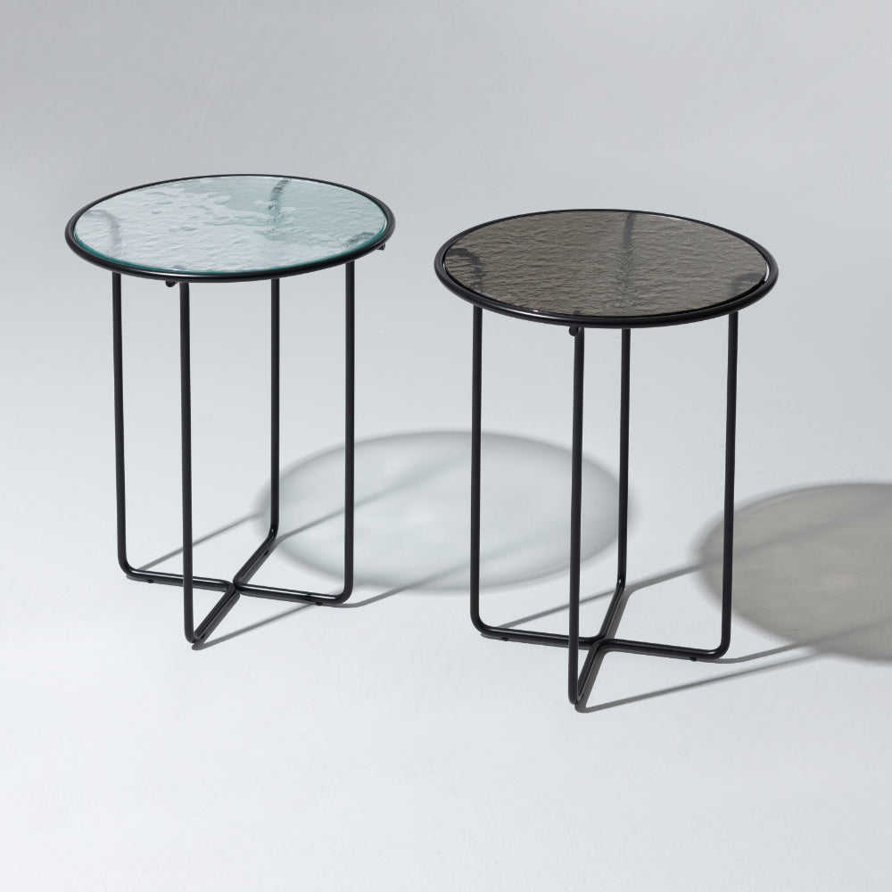 Porta Ripple Glass Top Side Table, Bronze