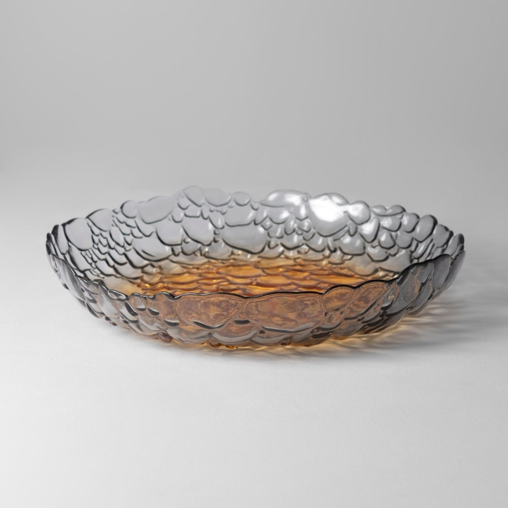 Bombolla Glass Decorative Serving Bowl, Amber, X-Large