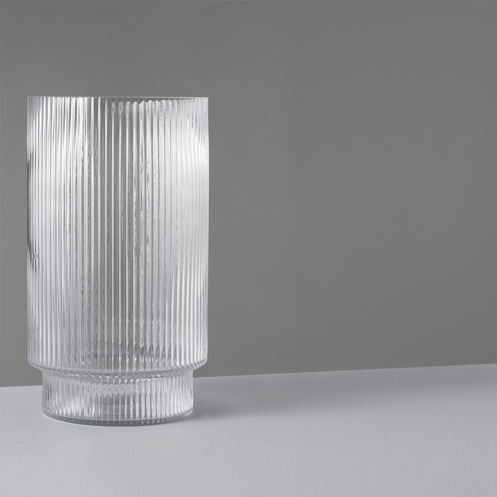 Flute Clear Glass Flower Vase (28cm)