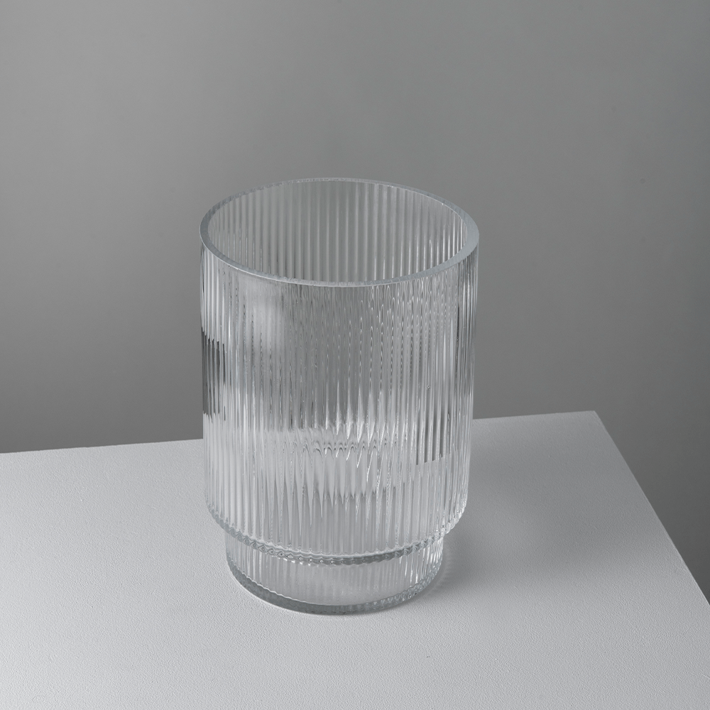 Flute Clear Glass Flower Vase, Small