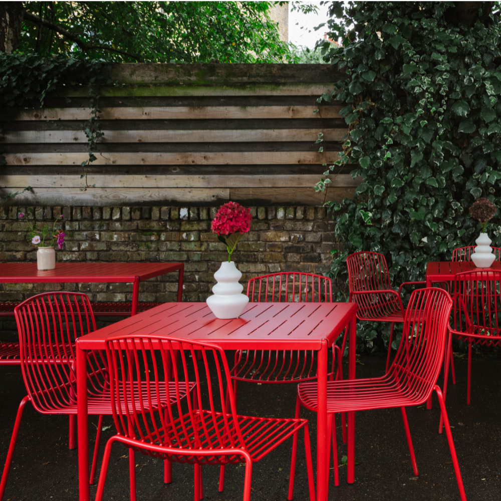 Stackable Chairs Red Mesh Outdoor Chairs Patio Chairs U-MAX Metal