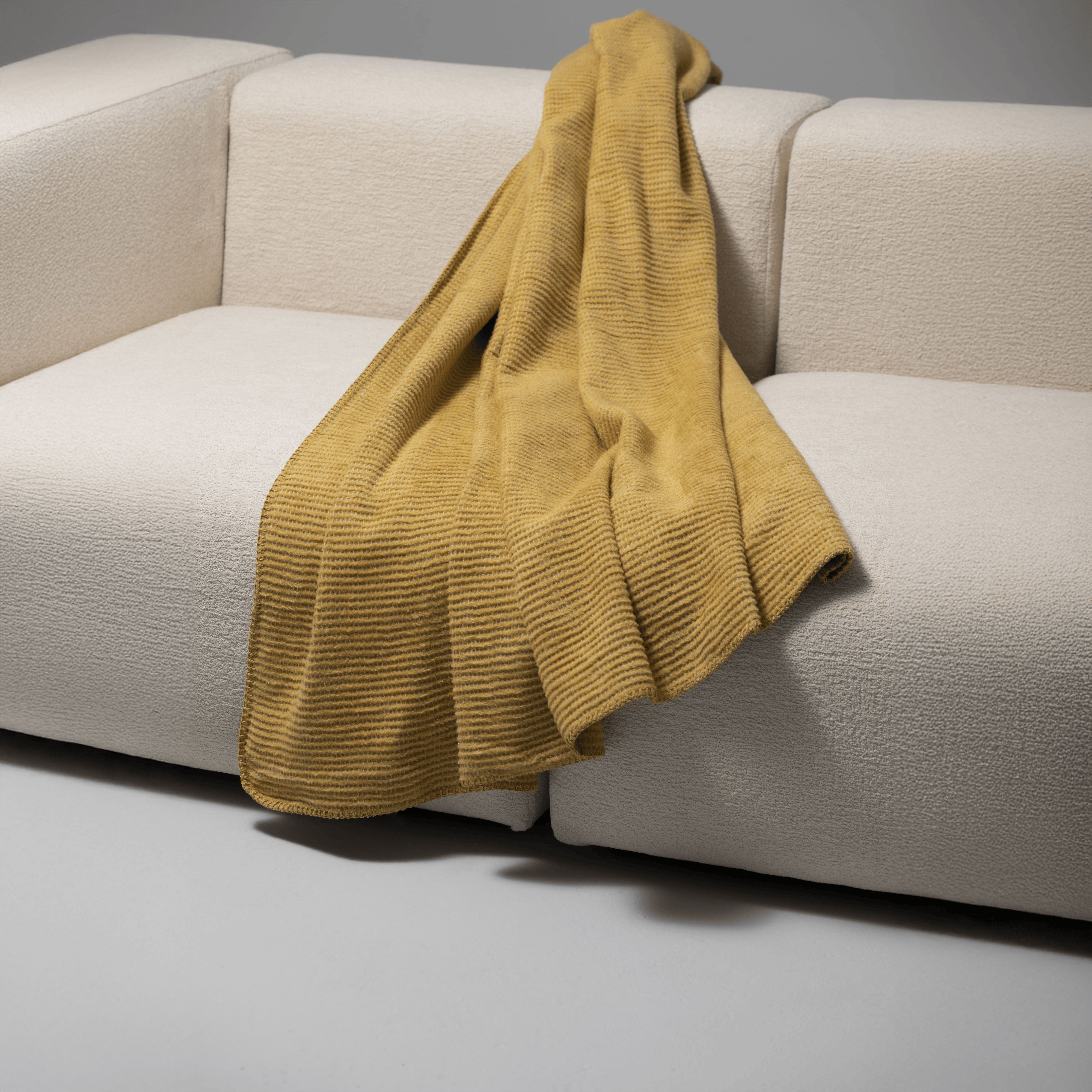 Noah Textured Throw Ribbed Cotton Blend Mustard