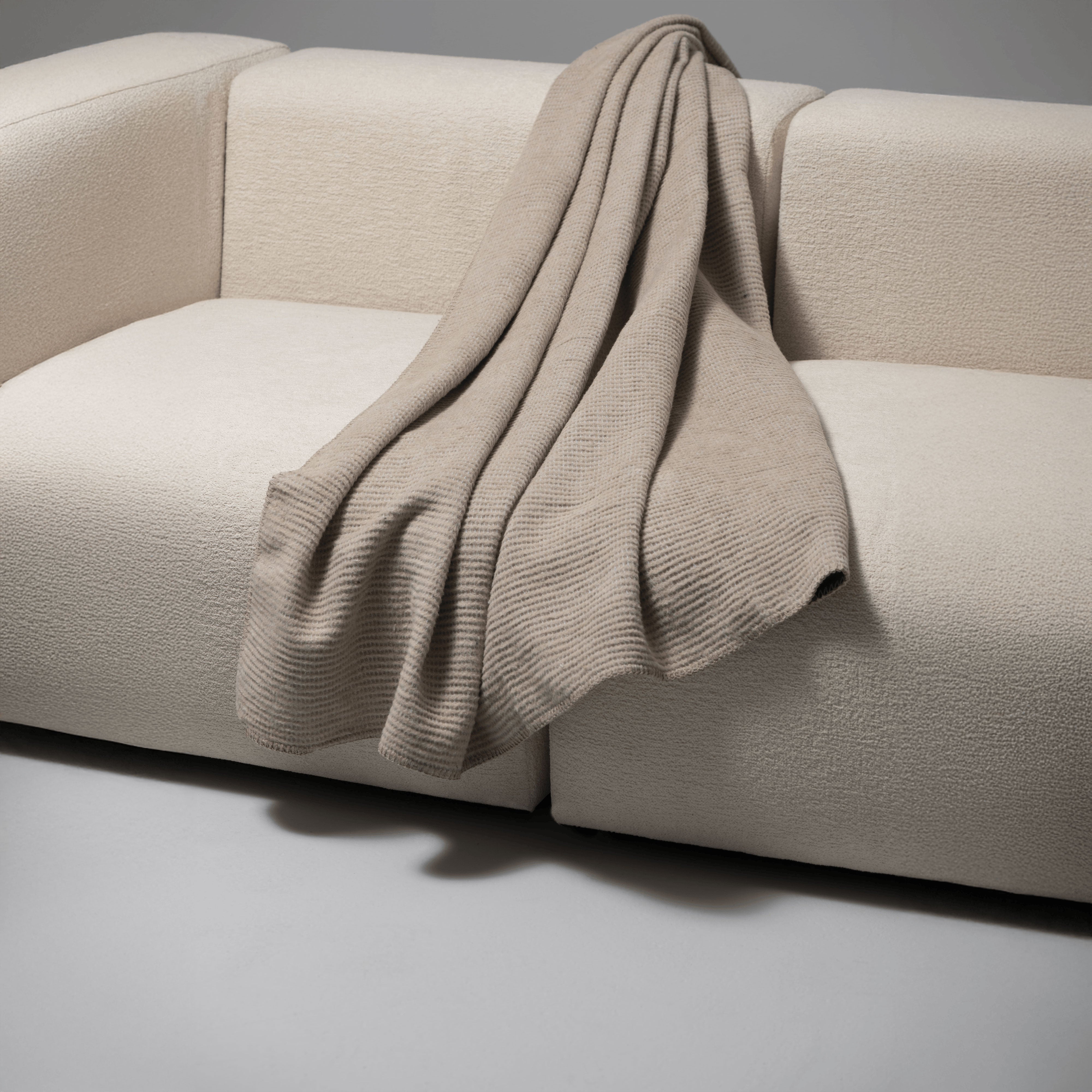 Noah Textured Throw Ribbed Cotton Blend Beige