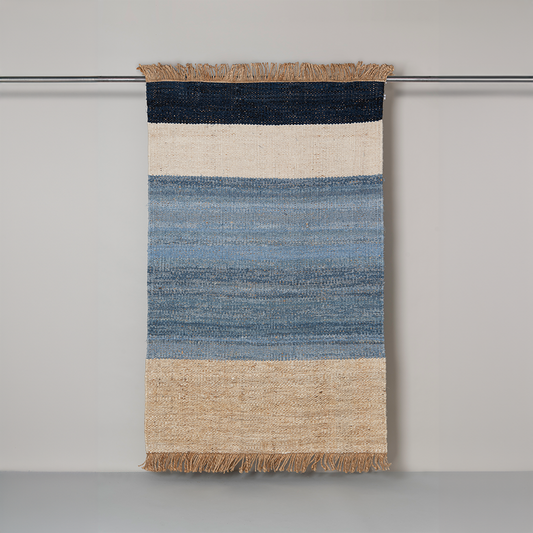 Arty Jute, Denim & Wool Rug, Blue-Natural (120x180cm)