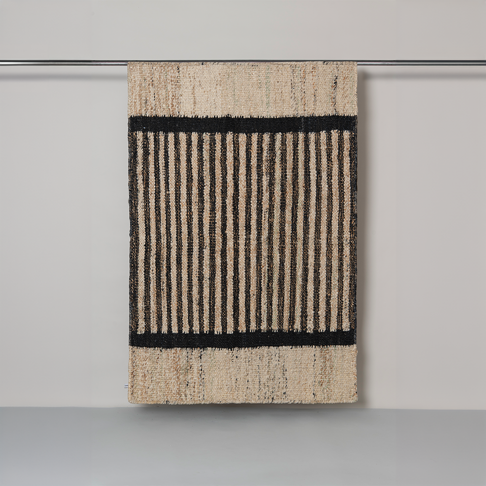 Gillen Handwoven Jute & Wool Rug, Charcoal-Natural, Small