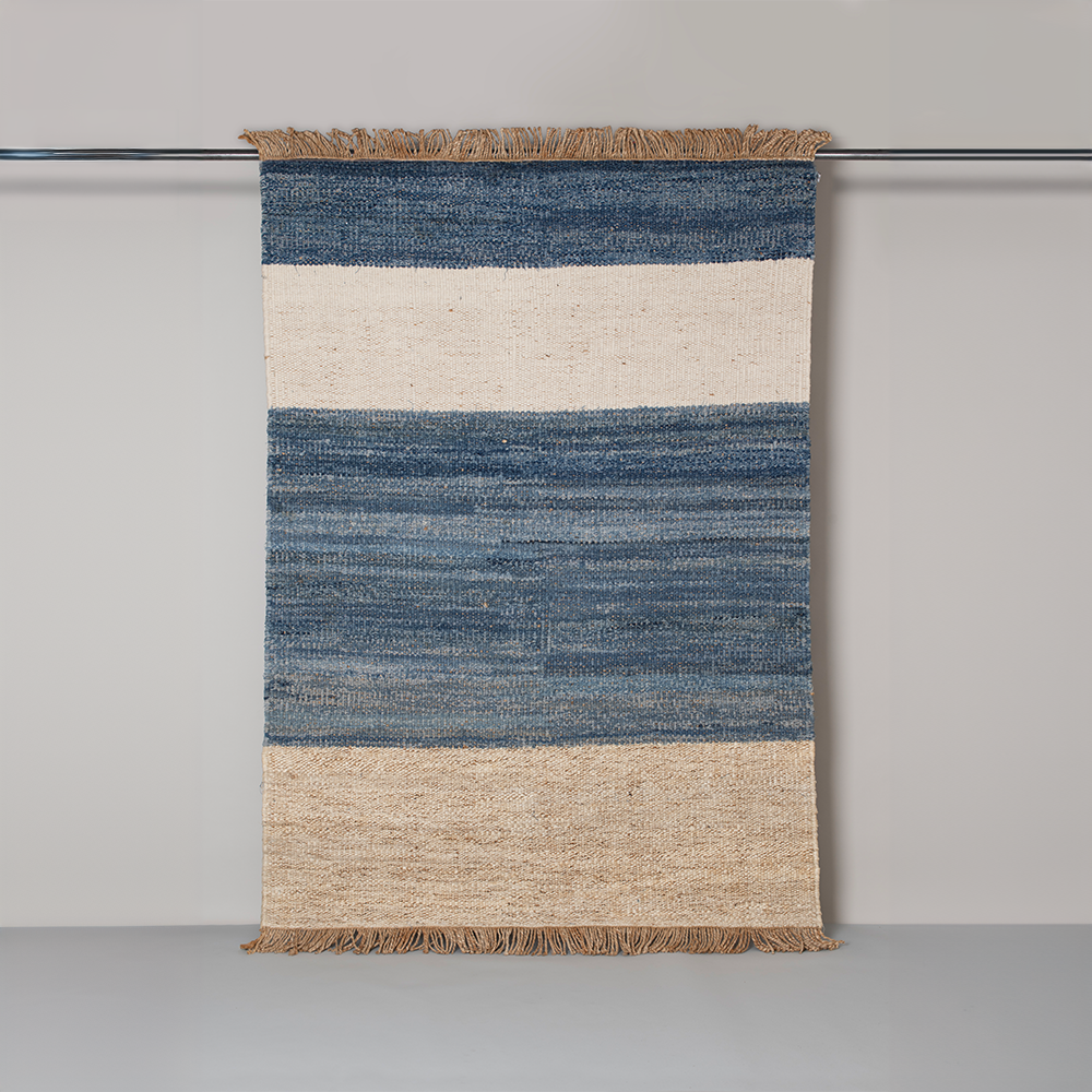 Arty Jute, Denim & Wool Rug, Blue-Natural (160x230cm)