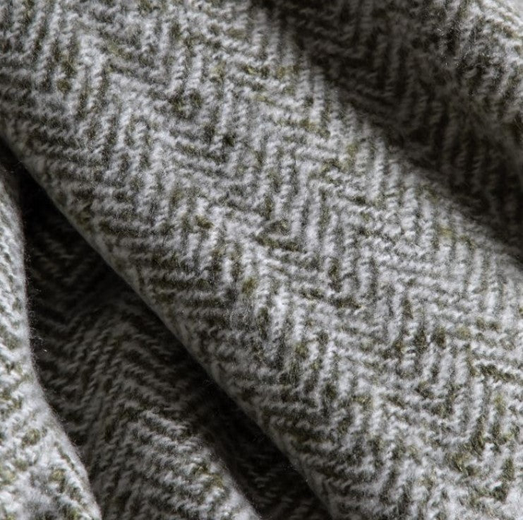 Loris Herringbone Throw, Olive