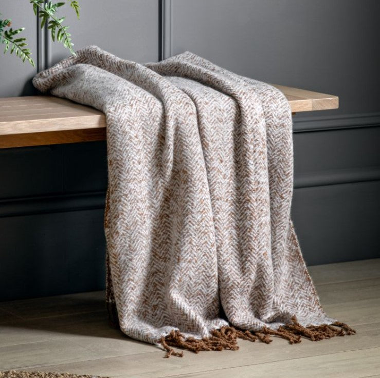 Loris Herringbone Throw, Tan