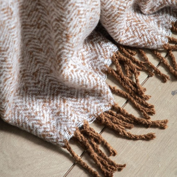 Loris Herringbone Throw, Tan