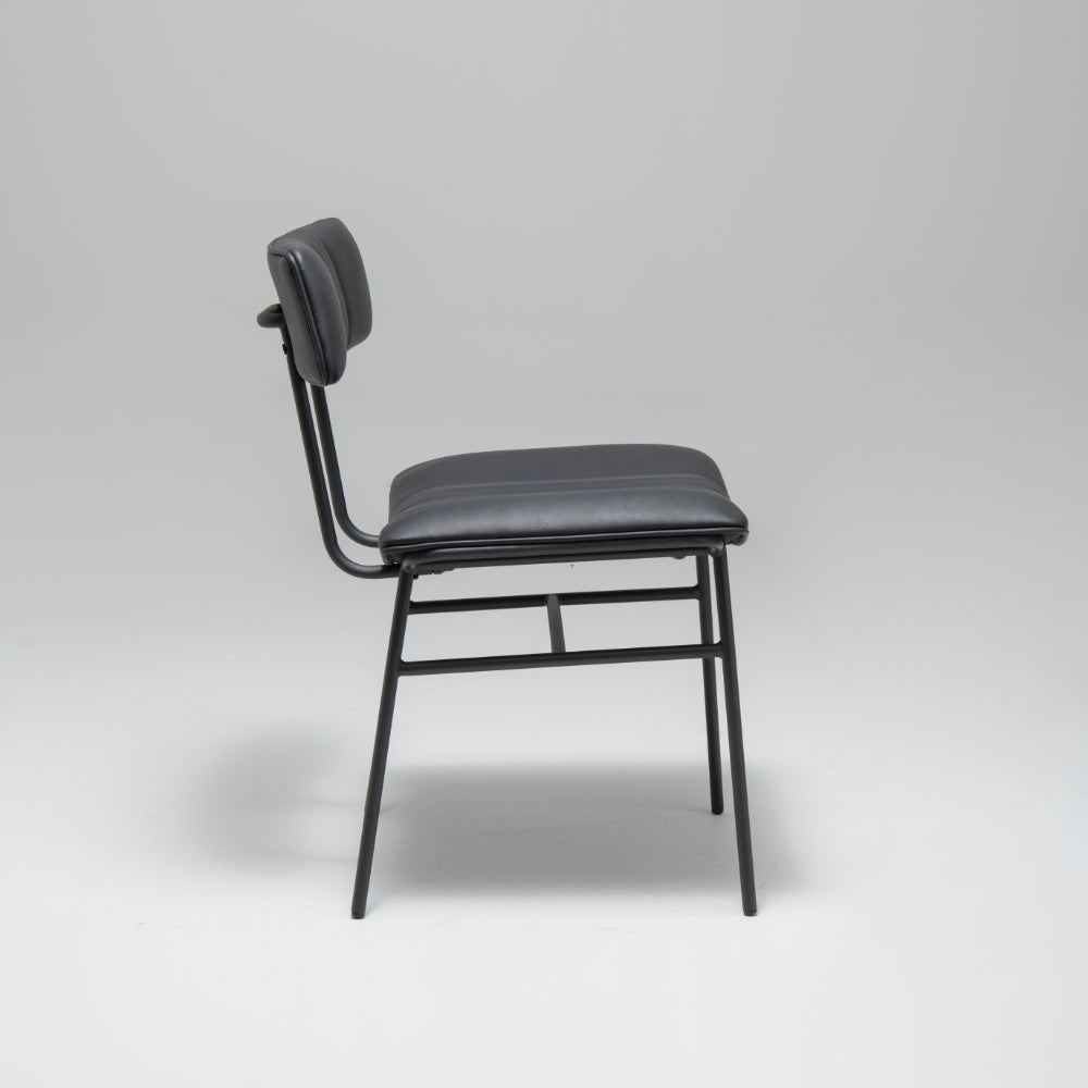 Maxim Set of 2 Vegan Leather Dining Chairs, Black