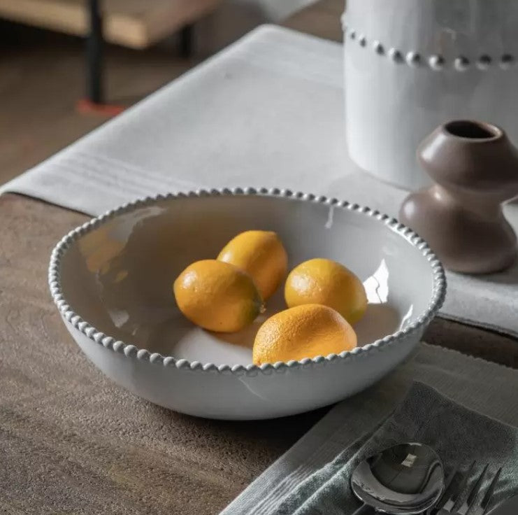 Beaded Pasta Bowl x4 Porcelain Natural