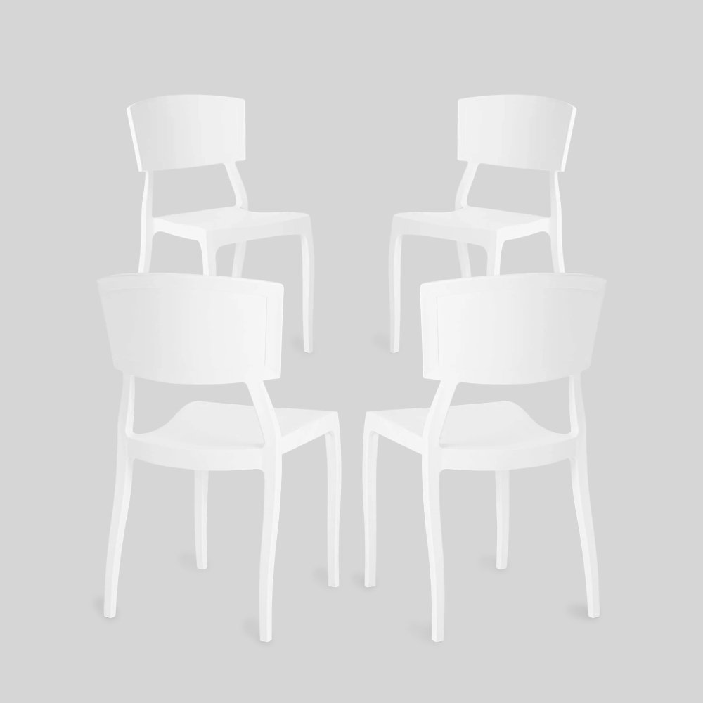 Orient Set of 4 Dining Chairs, White