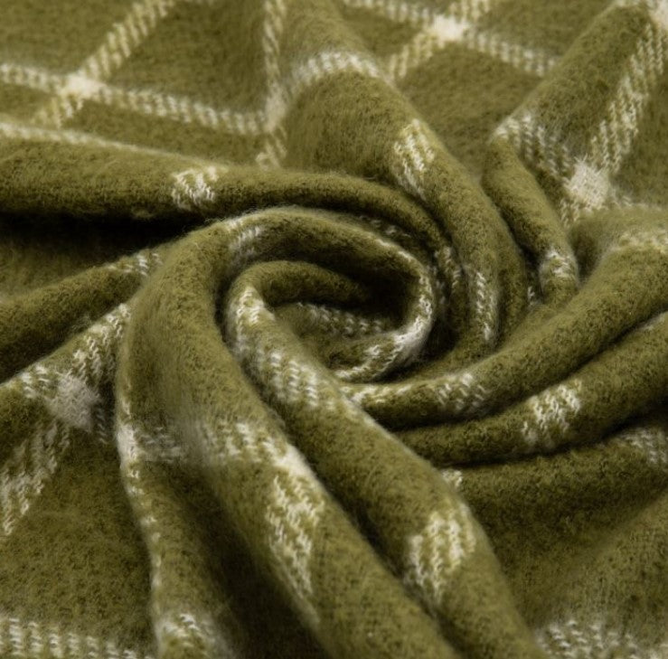 Demi Check Brushed Throw, Green