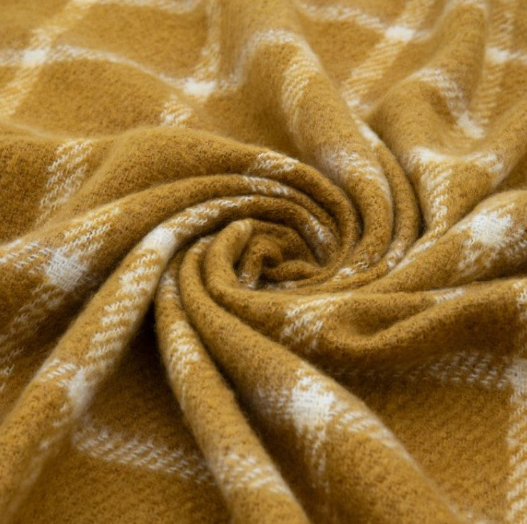 Demi Check Brushed Throw, Mustard