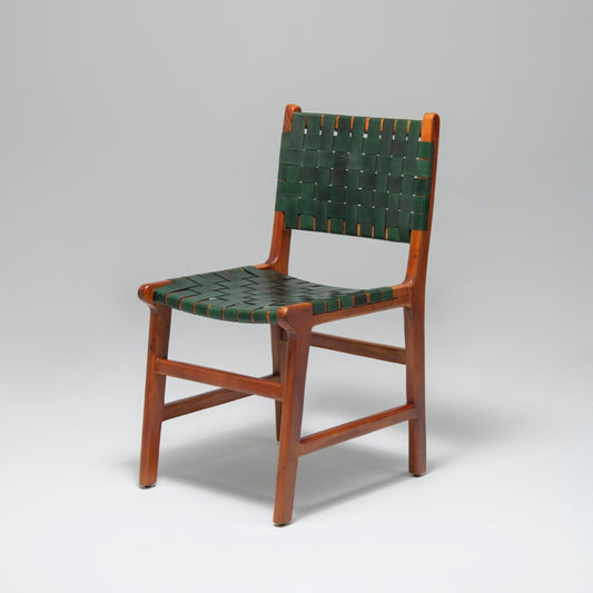 Pomero Woven Leather Dining Chair, Green