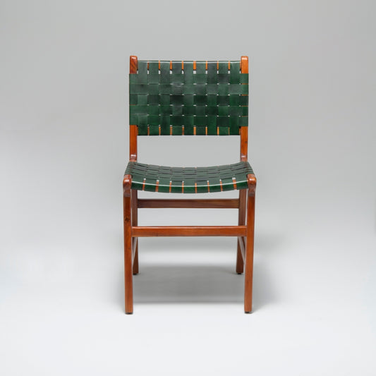 Pomero Woven Leather Dining Chair, Green