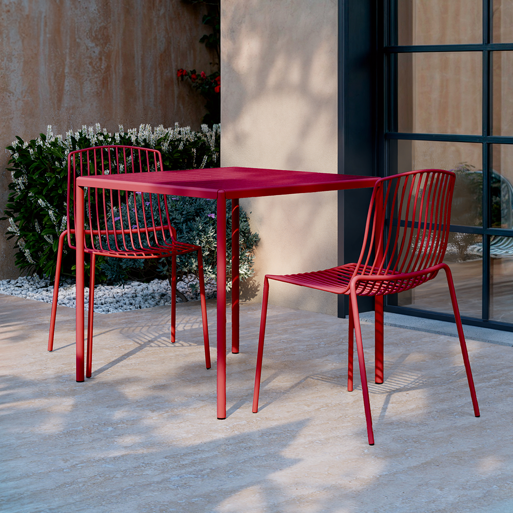 Frame Stackable Metal Garden Chair, Berry Red (Set of 2)