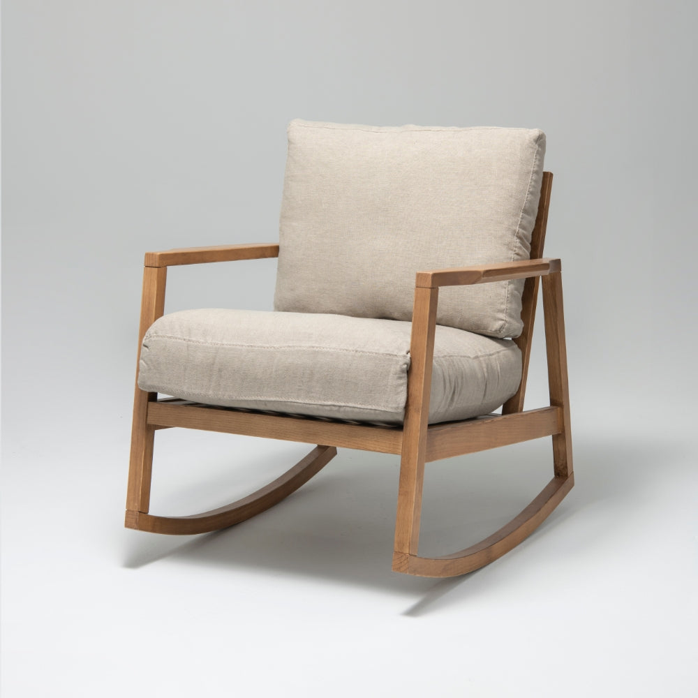 Rocky Beech & Linen Rocking Armchair, Mink