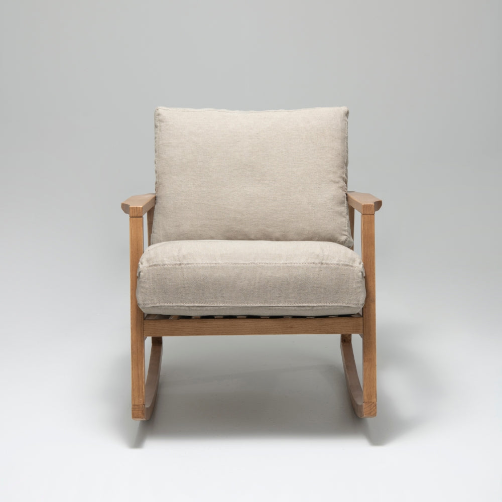 Rocky Beech & Linen Rocking Armchair, Mink