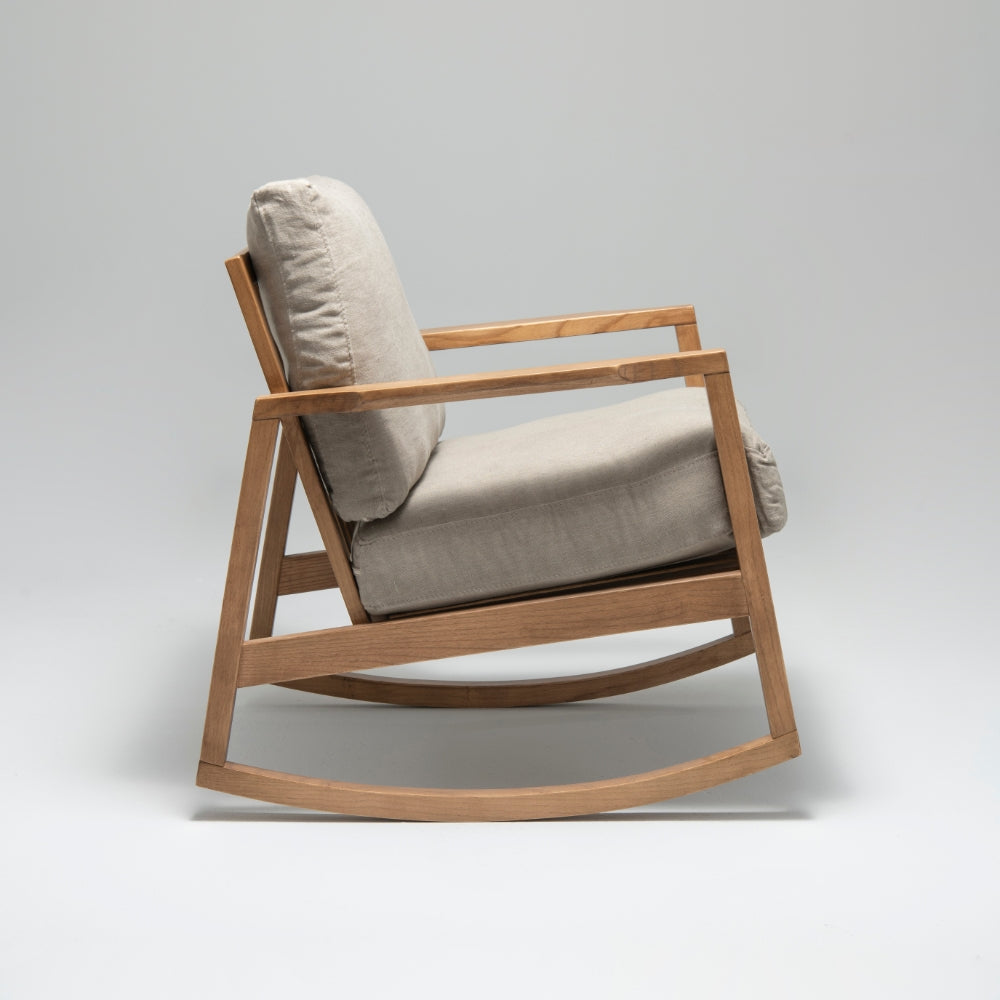 Rocky Beech & Linen Rocking Armchair, Mink