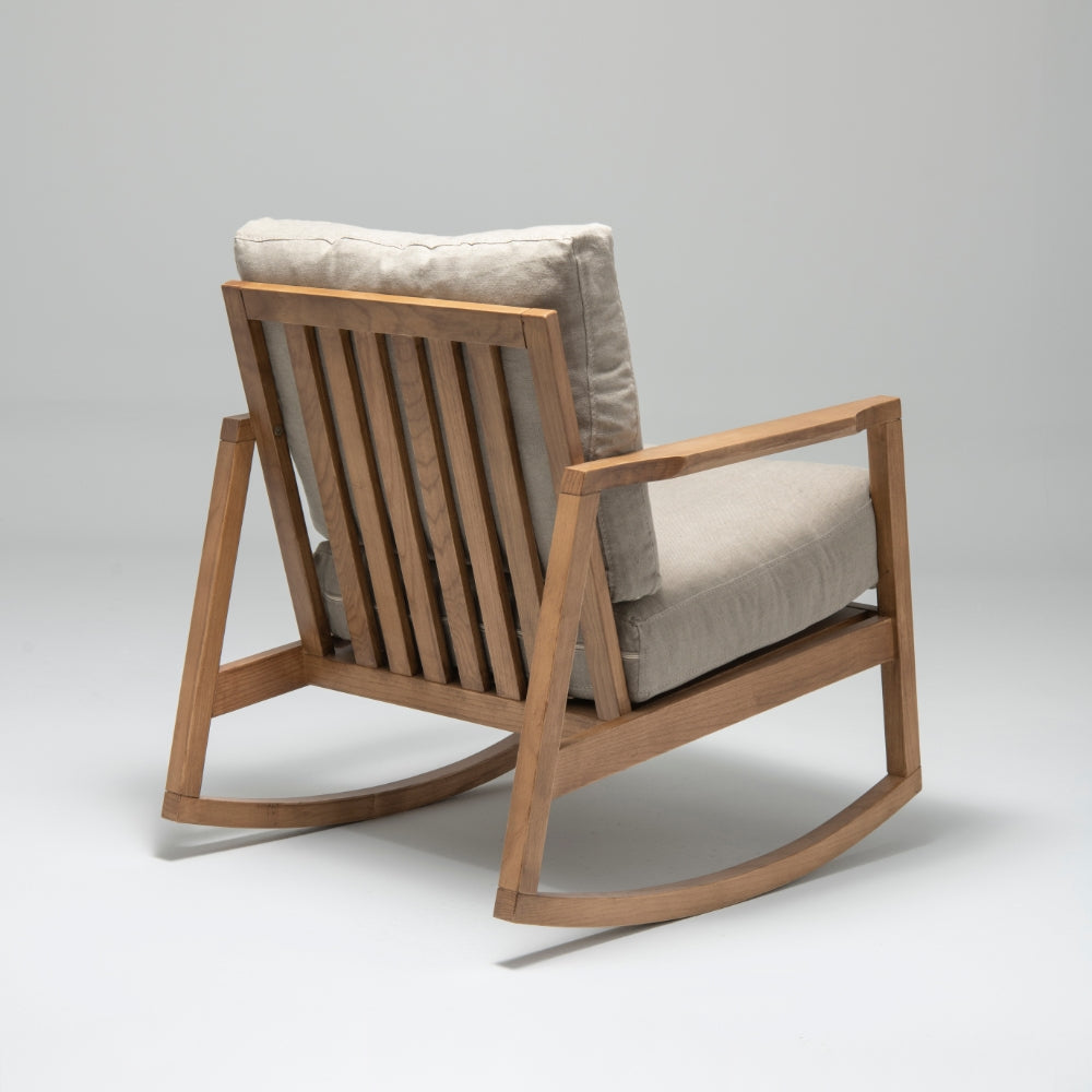 Rocky Beech & Linen Rocking Armchair, Mink