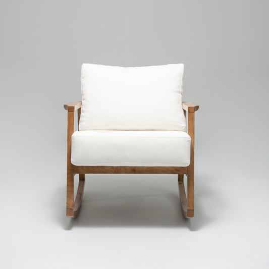 Rocky Beech & Linen Rocking Armchair, White