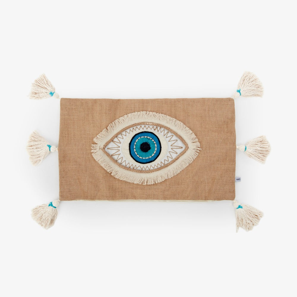 Evil Eye Cushion Cover, Brown,  60x35 cm